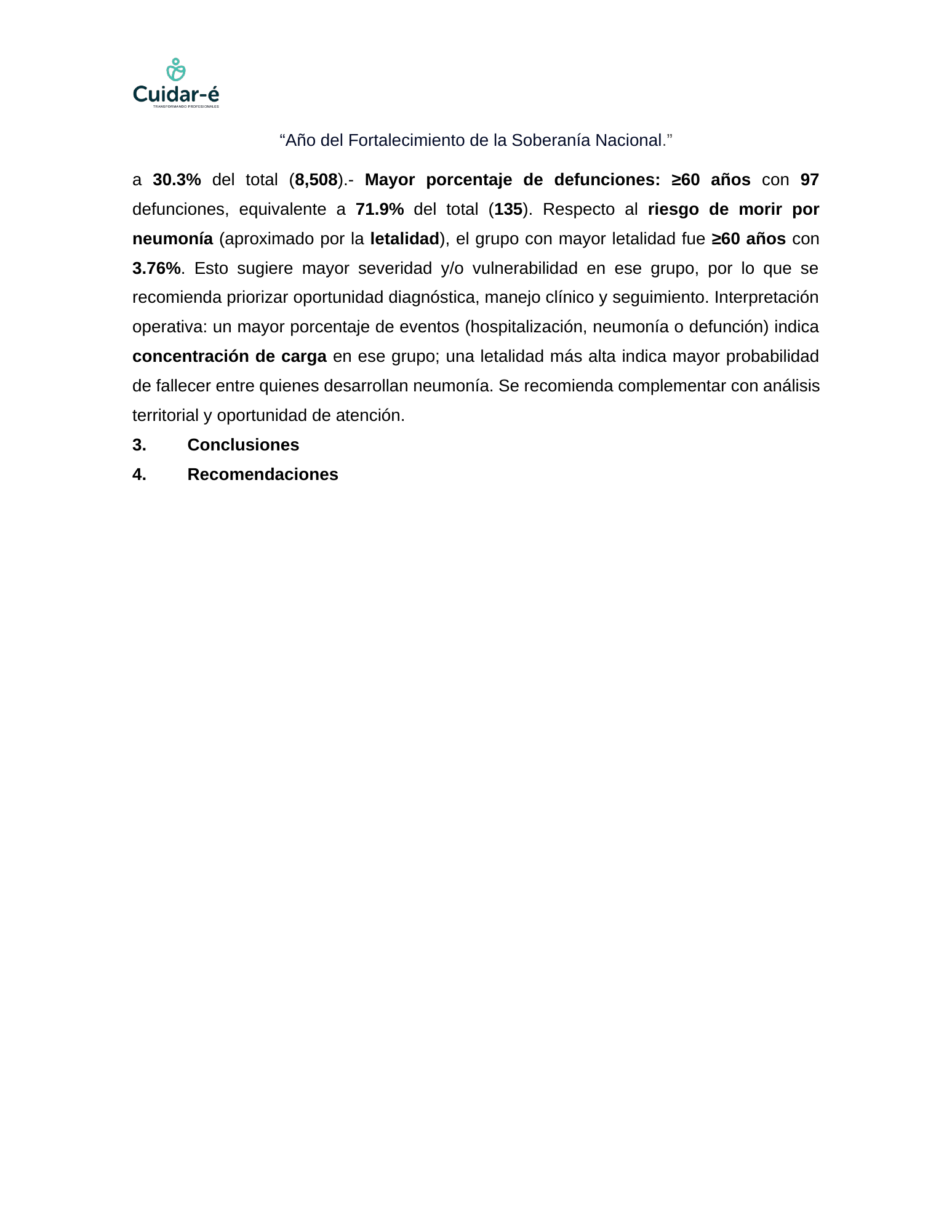 Página 6 del reporte con conclusiones